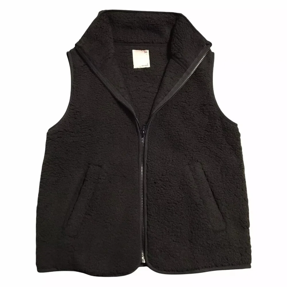 SO Women's Full Zip Sherpa Vest Size S Warm & Cozy Black/Grey/ Mauve - Choose C.